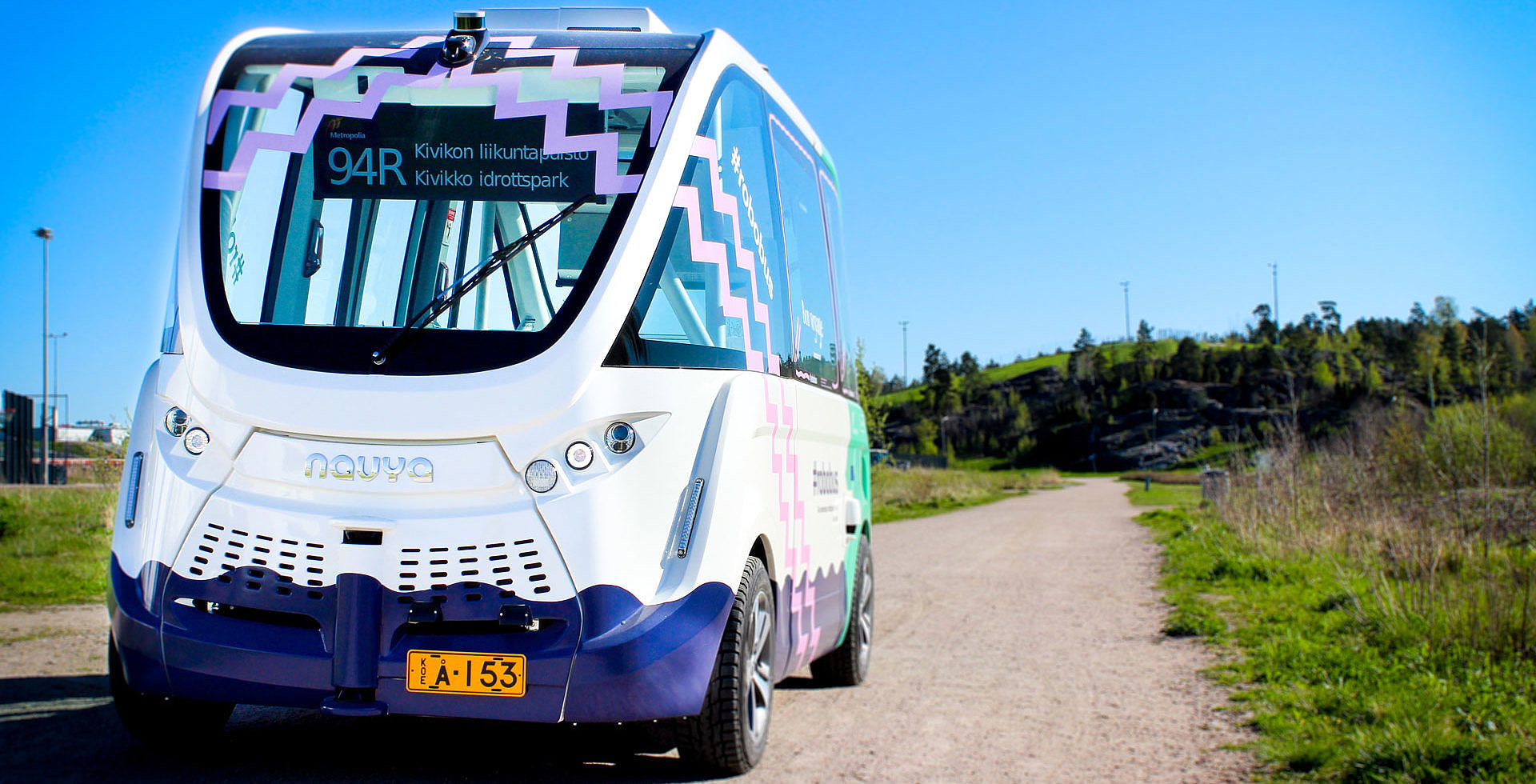 The self-driving electric minibus of Helsinki bus line 94R (picture: Milla Aman/Oscar Nissin)